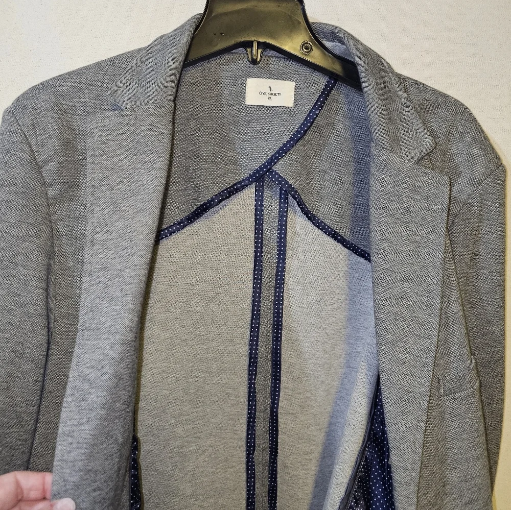 Men's Light Gray Knit Blazer - Casual Tailored Jacket
